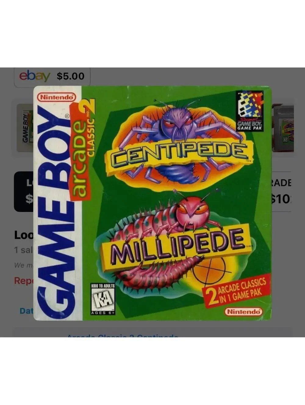 Arcade Classic 2: Centipede and Millipede for Nintendo Gameboy